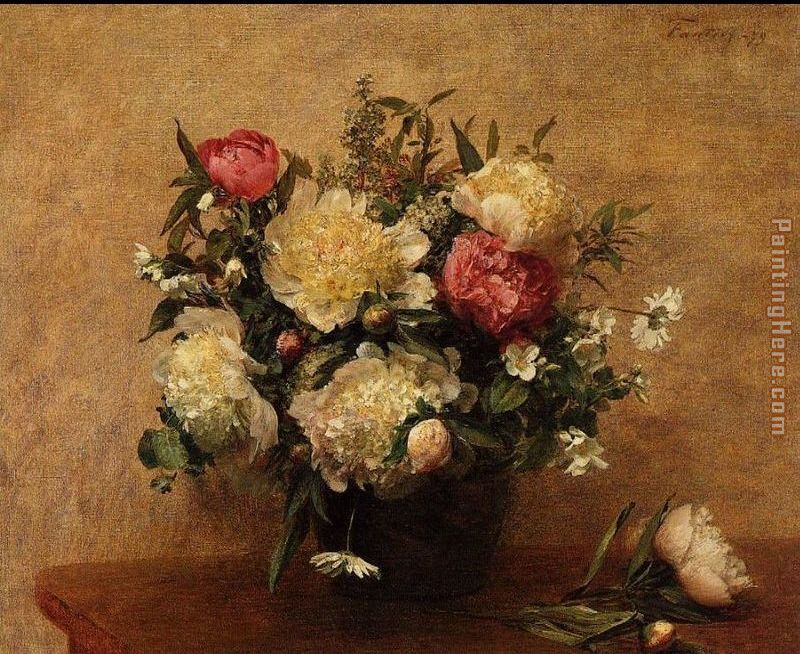 Peonies painting - Henri Fantin-Latour Peonies art painting